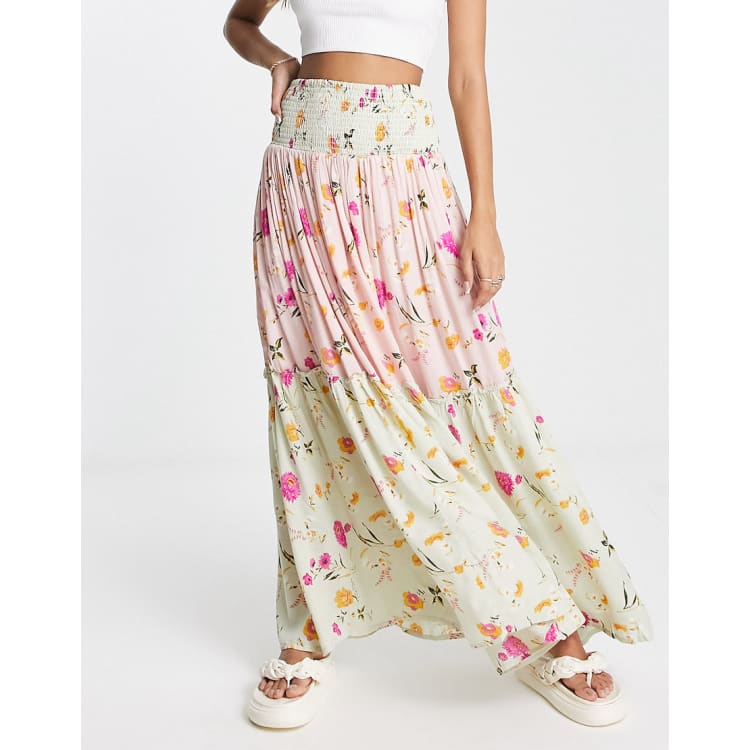 Raga Flores cropped tie waist top and maxi skirt co-ord in multi | ASOS