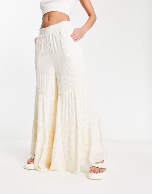 Raga Golden Rays wrap top and wide leg pants set in cream