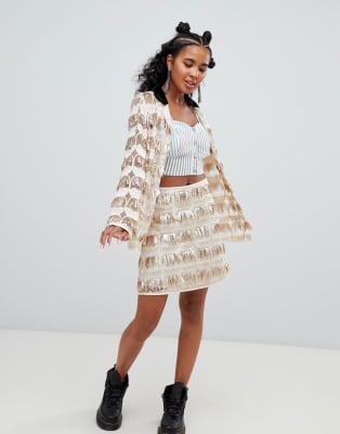 sequin jacket and skirt set