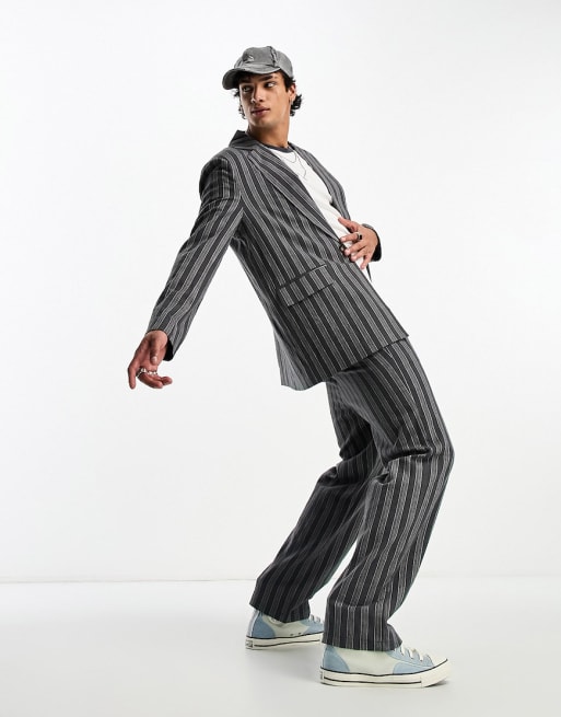 Reclaimed Vintage - Abito coordinato oversize squadrato a righe vintage