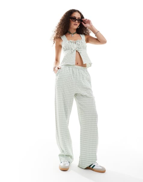 Reclaimed Vintage co-ord in green gingham - view 1