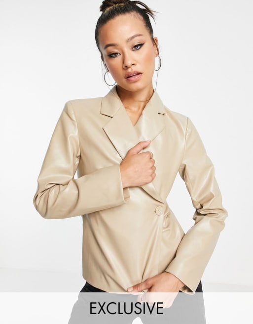 Reclaimed Vintage inspired blazer and trousers co ord in neutral