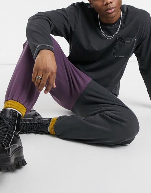 Reclaimed Vintage inspired colorblock hoodie and jogger set