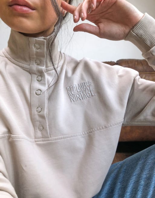 Reclaimed Vintage inspired cropped sweat and joggers co-ord in mocha