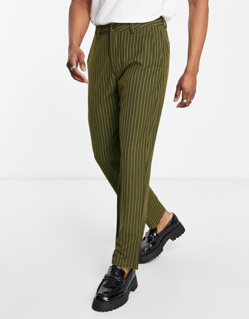 Reclaimed Vintage Inspired - Ensemble à fines rayures - Olive