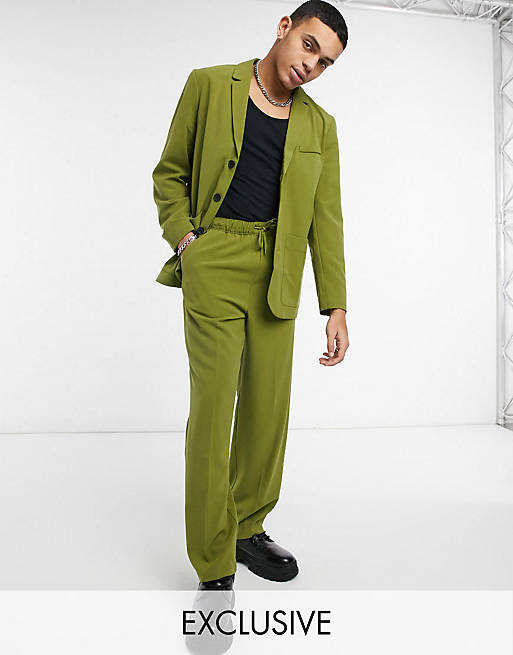Reclaimed Vintage inspired original fit blazer and trouser co-ord in khaki