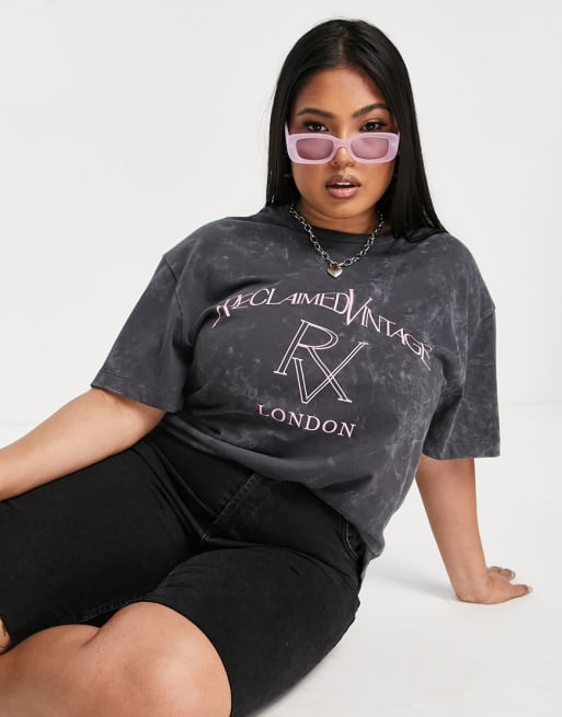 Reclaimed Vintage – Inspired Plus – T-Shirt und Leggings in Anthrazit