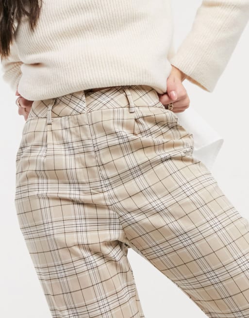 Reclaimed Vintage Inspired – Set mit Blazer, Rock und Hose mit neutralem Karomuster