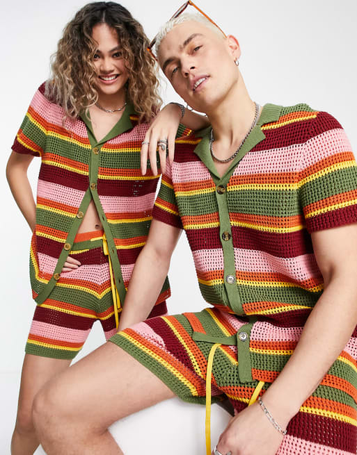Reclaimed Vintage Inspired stripe crochet set