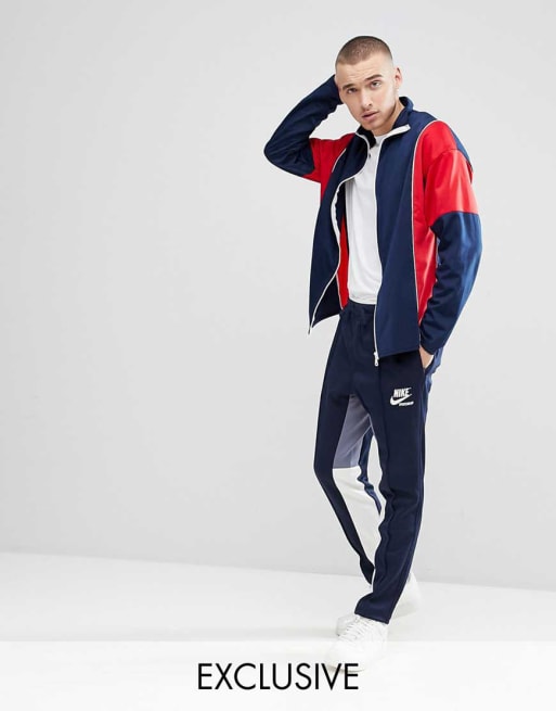 Reclaimed Vintage – Inspired – Trainingsanzug in Marineblau und Rot