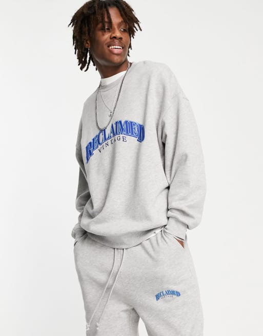 Varsity Oversized Sweatshirt in Light Grey