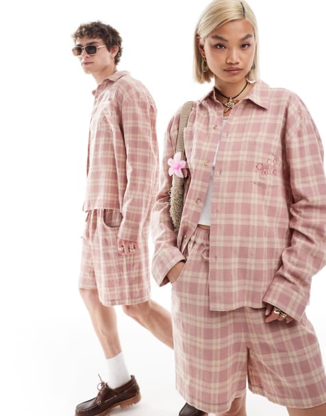 Reclaimed Vintage – Karierte Unisex-Krawatte in Rosa - view 1
