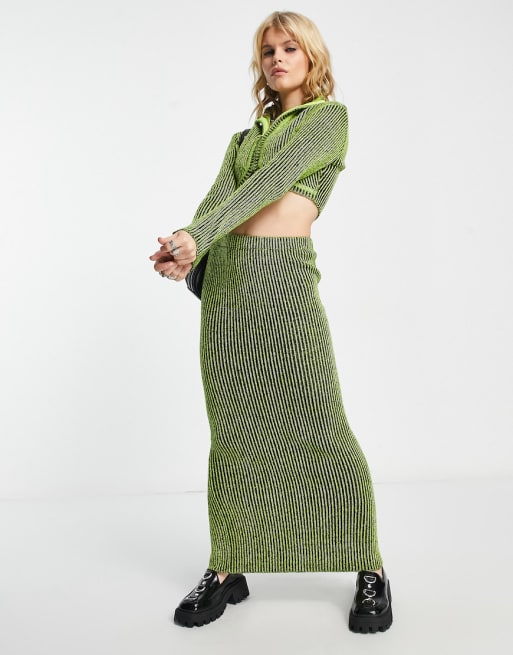 Reclaimed Vintage knit set in neon plated rib