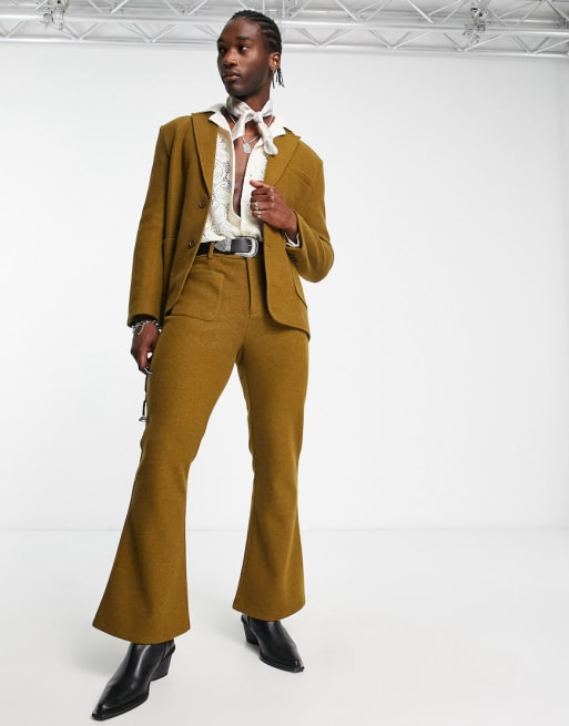 Reclaimed Vintage Limited Edition felt suit in khaki | ASOS