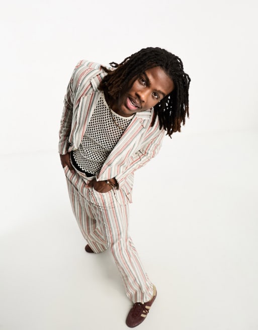 Reclaimed Vintage limited edition suit and pants set in summer stripe with 