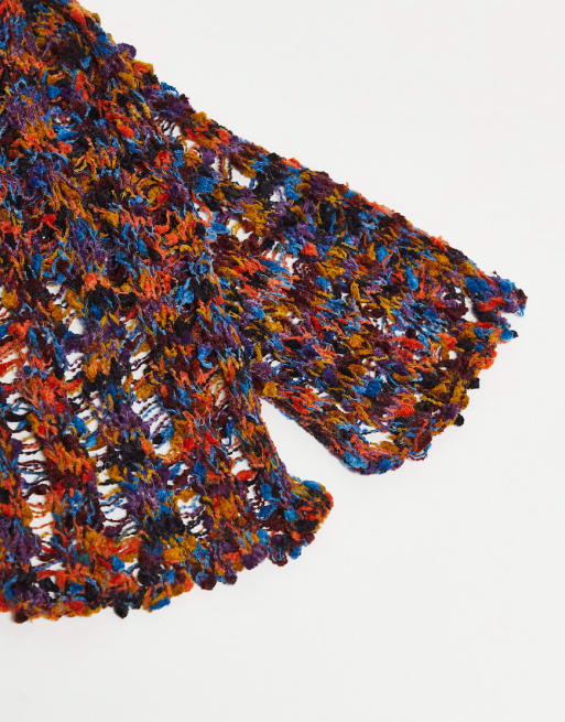 Reclaimed Vintage unisex speckled distressed cat beanie set in multi