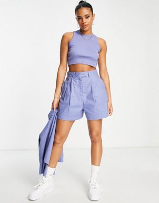 Reebok high wasited tailored shorts in lilac - exclusive to ASOS