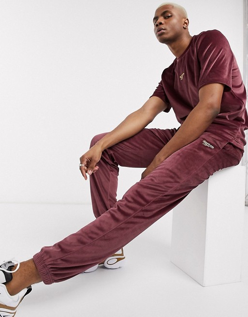 Reebok velour co-ord in maroon exclusive to asos