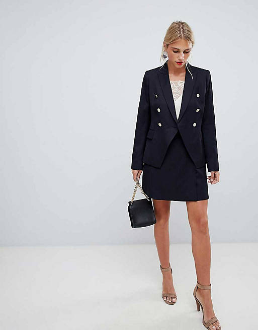 Reiss button double breasted jacket & mini skirt two-piece
