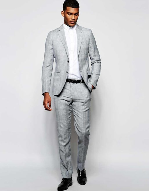 Reiss Costume Cintré à Carreaux Prince De Galles Gris Asos