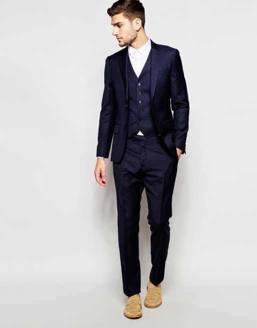 Reiss Navy Check Suit in Slim Fit | ASOS