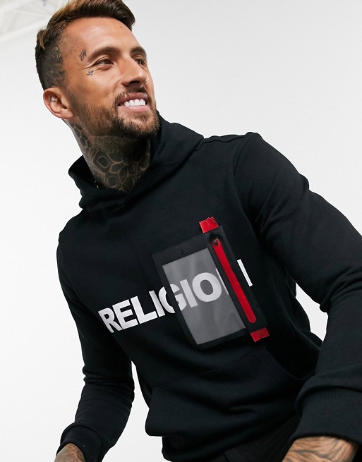 Religion patch detail logo tracksuit in black