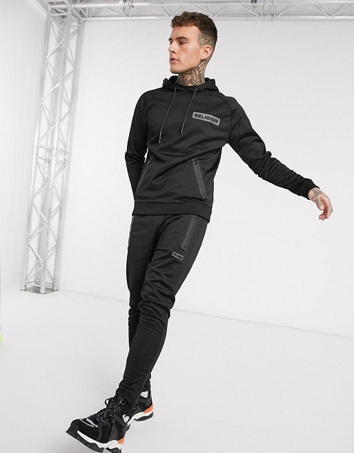 Religion polycot tracksuit with rubberised logo in black