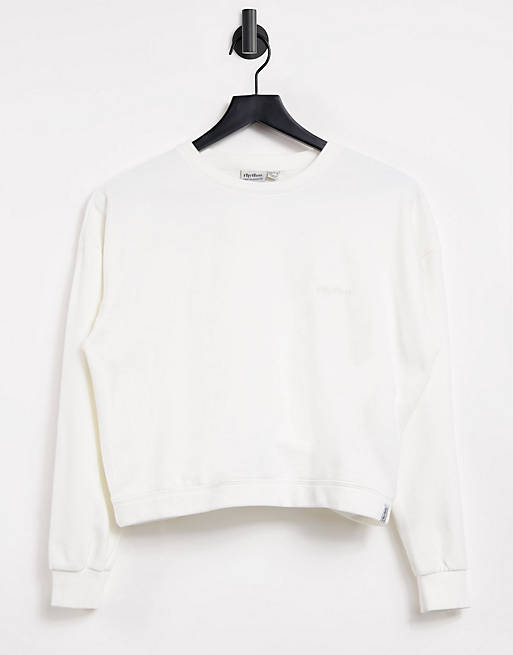 Rhythm pullover sweatshirt set in white