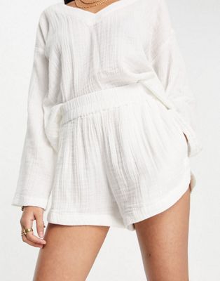 Rip Curl oversized crop surf top co-ord in white