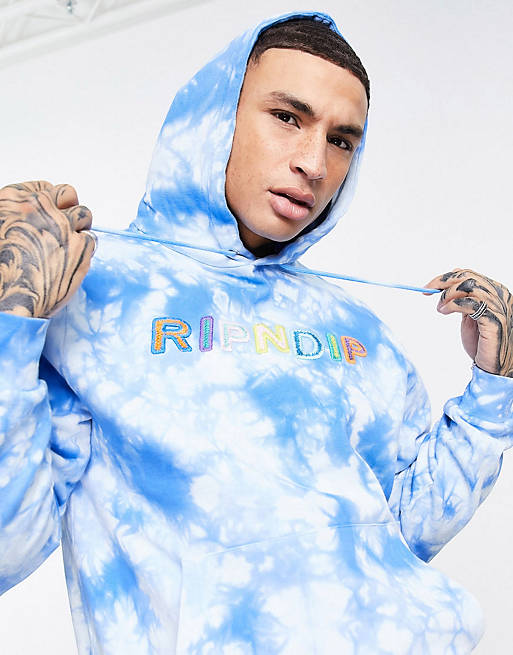 RIPNDIP prisma washed hoodie in blue