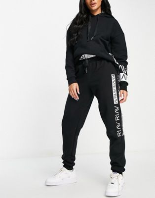 River Island Active logo hoodie & joggers co-ord in black