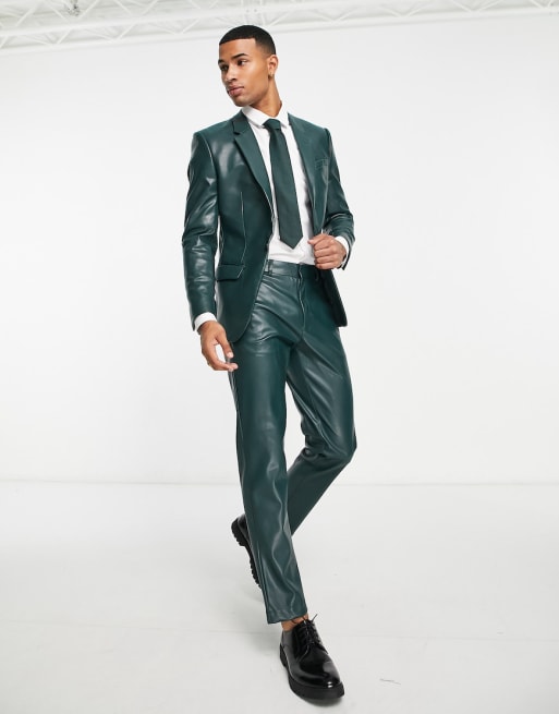River Island – Anzug aus PU in Grün