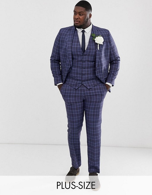 River Island Big & Tall suit in blue check