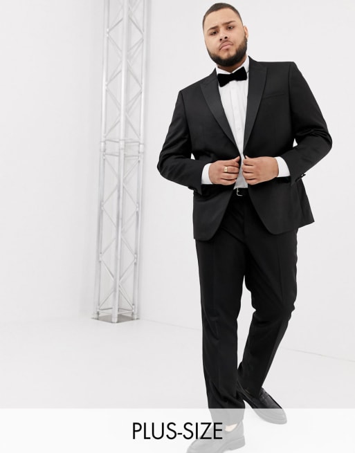 River Island Big Tall tuxedo suit in black ASOS