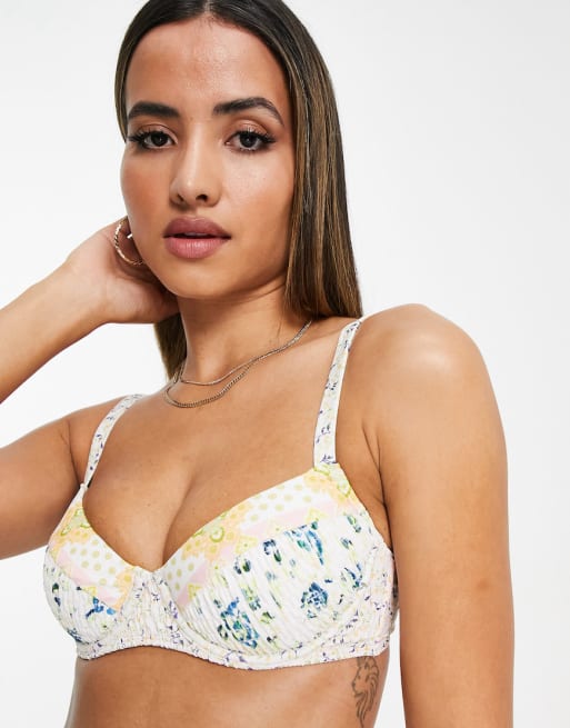 River Island Bikini de grossesse fronc fleurs Blanc ASOS