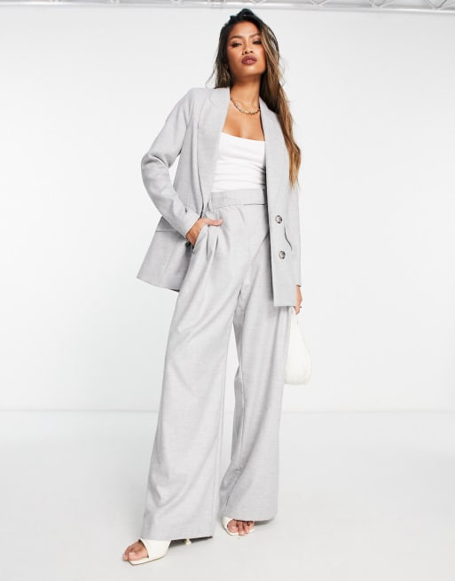 River Island button front blazer and pants in light grey