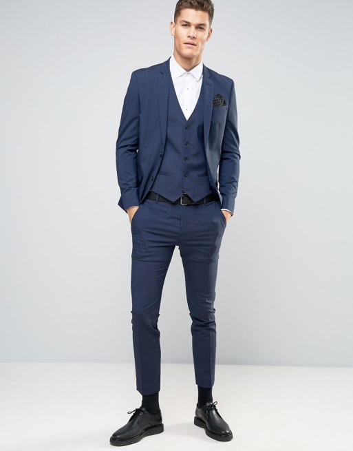 River Island – Ciemnoniebieski garnitur o obcisłym kroju