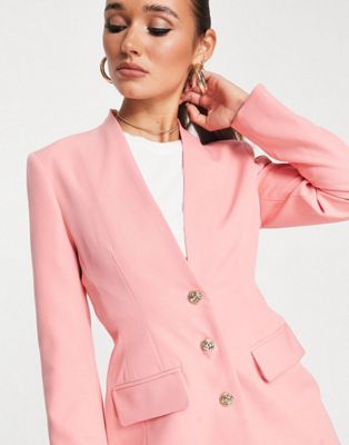 River Island co-ord blazer and trousers in pink