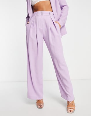 River Island co-ord pleated wide leg trouser and blazer in light purple