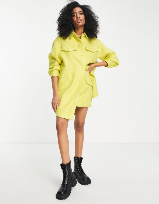 River Island - Coordinato con giacca e gonna in tessuto bouclé, colore giallo