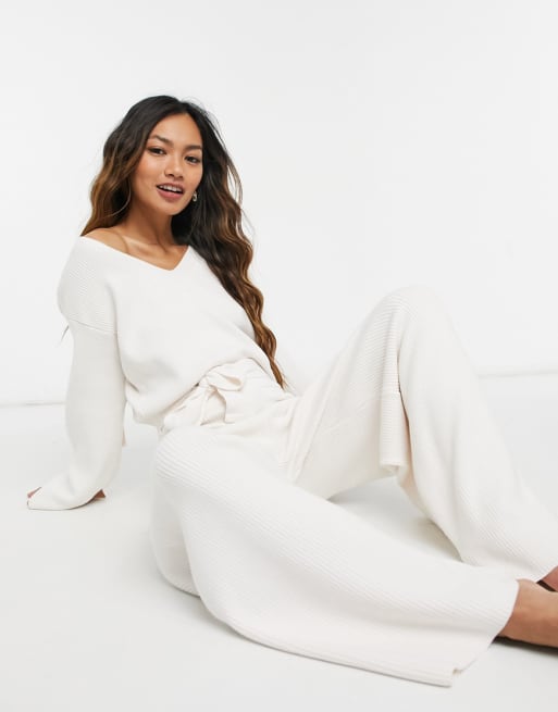 River Island - Coordinato da casa in maglia crema