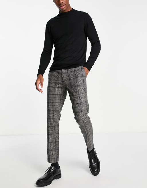 River Island - Costume ajusté avec veste et pantalon à carreaux écossais - Gris