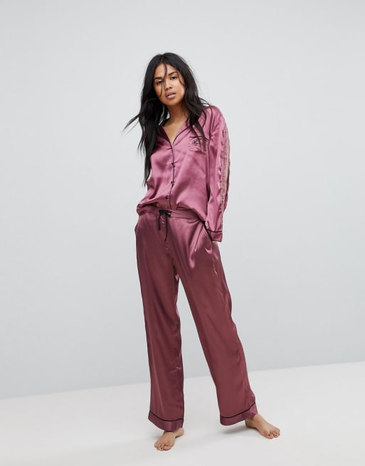 River Island Lace Detail Pajama Set ASOS