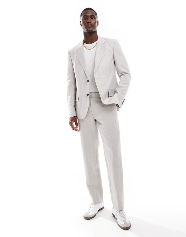 River Island - linen suit in stone