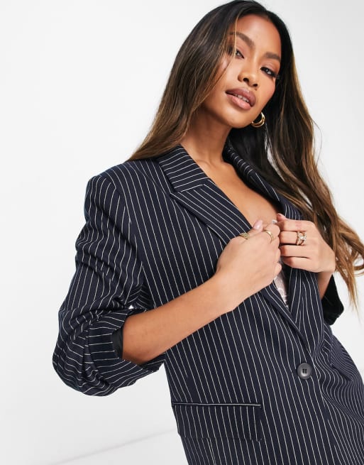 River island tailored dress clearance with belt in pinstripe