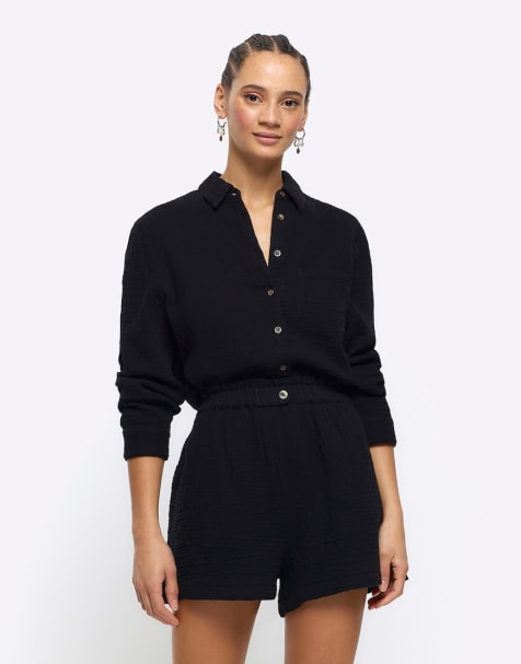 River Island - Short d'ensemble en lin - Noir - view 1