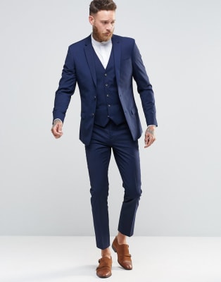 navy skinny suit