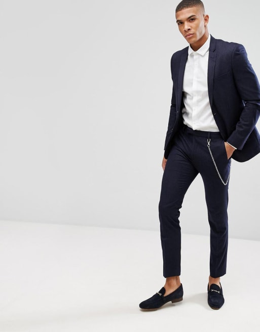 River Island pinstripe suit set in navy