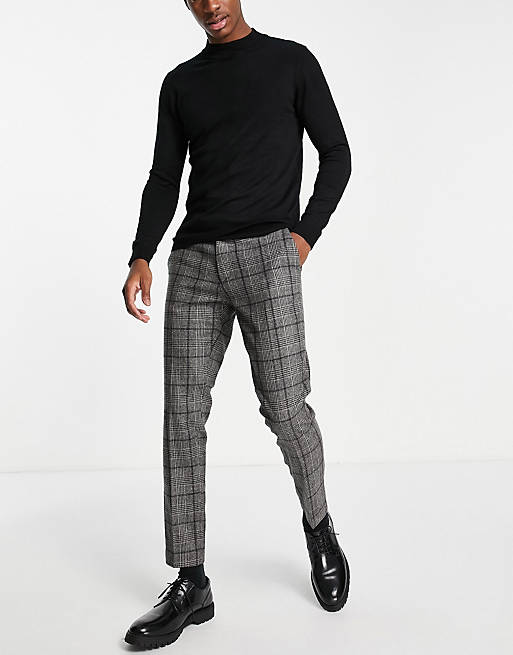 River Island skinny suit jacket and trouser in grey tartan