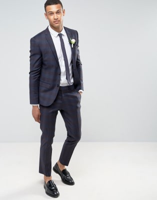 River Island Suit In Black And Blue Check | ASOS